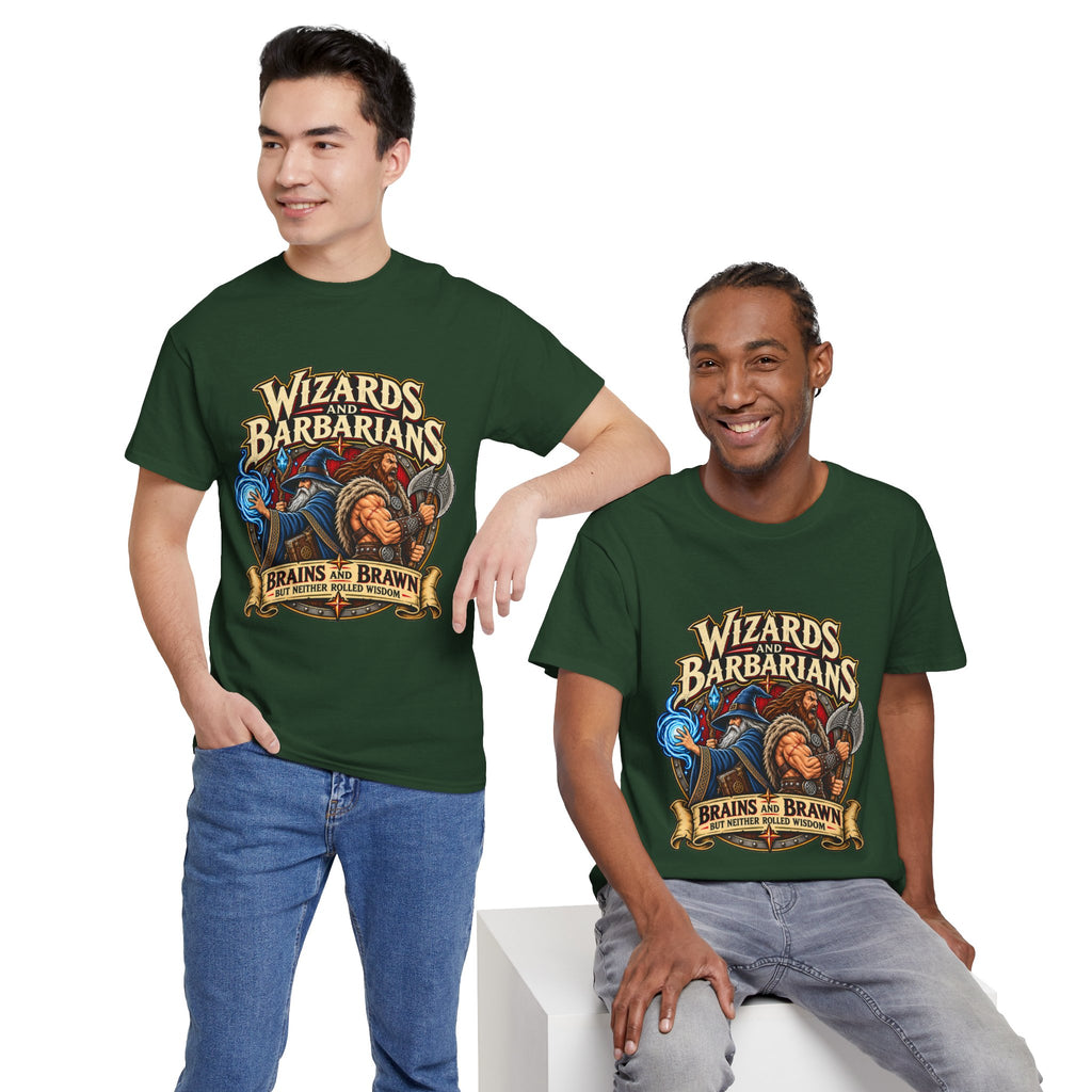Wizards & Barbarians T-Shirt | Funny Fantasy RPG Gamer Tee