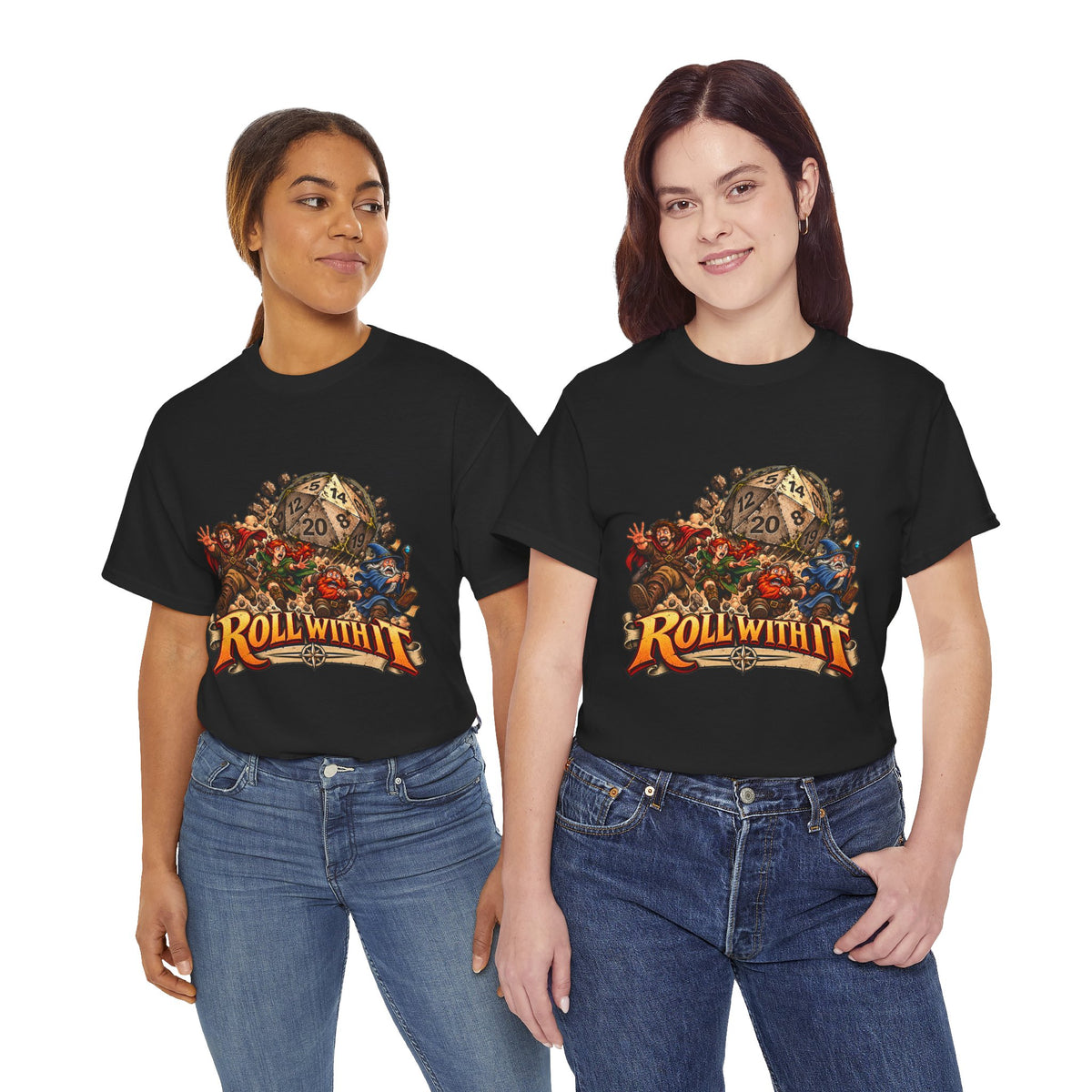 Roll With It D20 T-Shirt | Funny Tabletop RPG Dice Tee