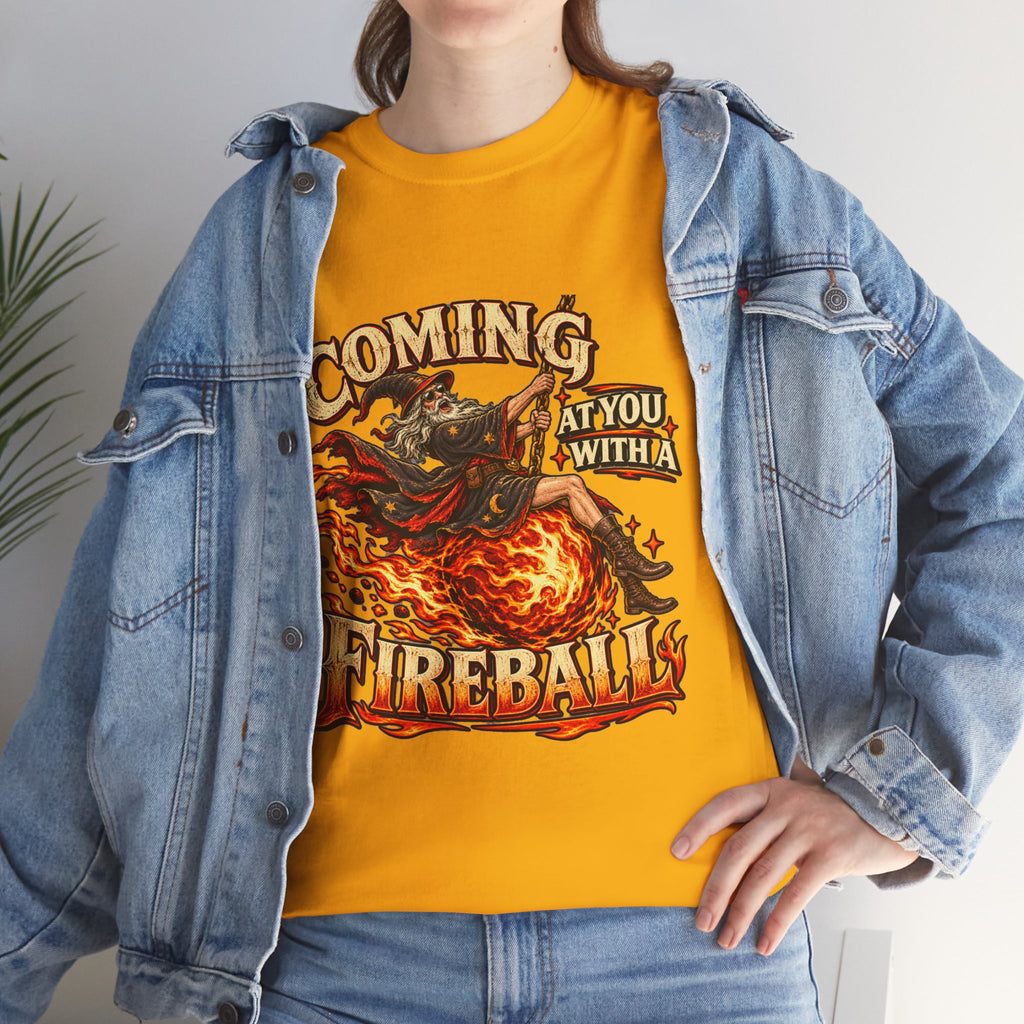 Coming at You With a Fireball Wizard T-Shirt | Funny Fantasy RPG Tee