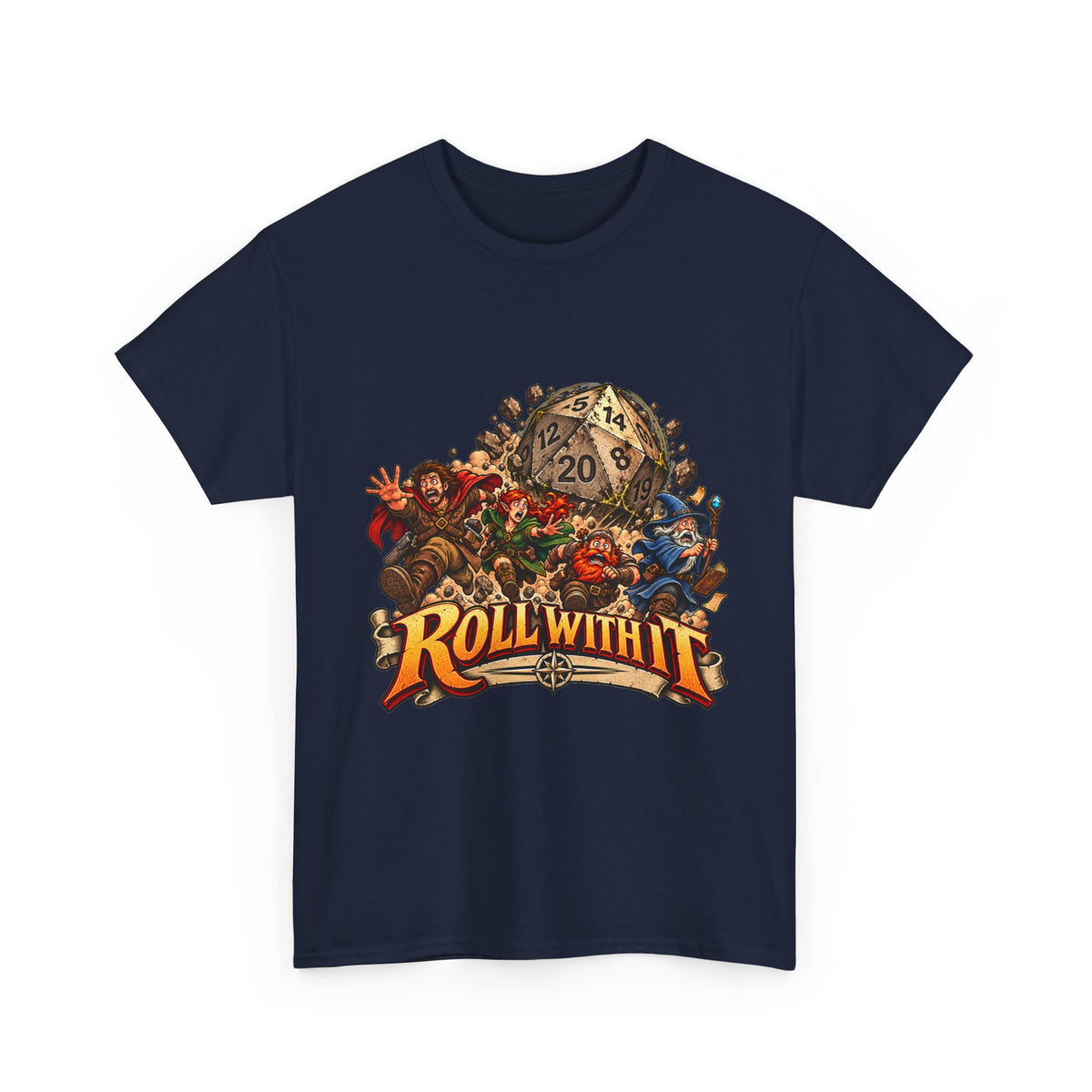 Roll With It D20 T-Shirt | Funny Tabletop RPG Dice Tee