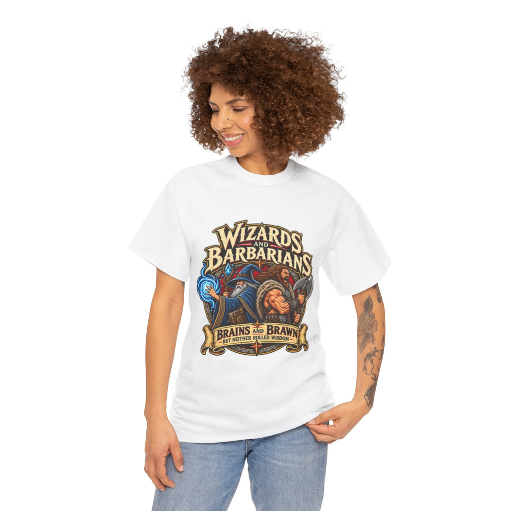 Wizards & Barbarians T-Shirt | Funny Fantasy RPG Gamer Tee