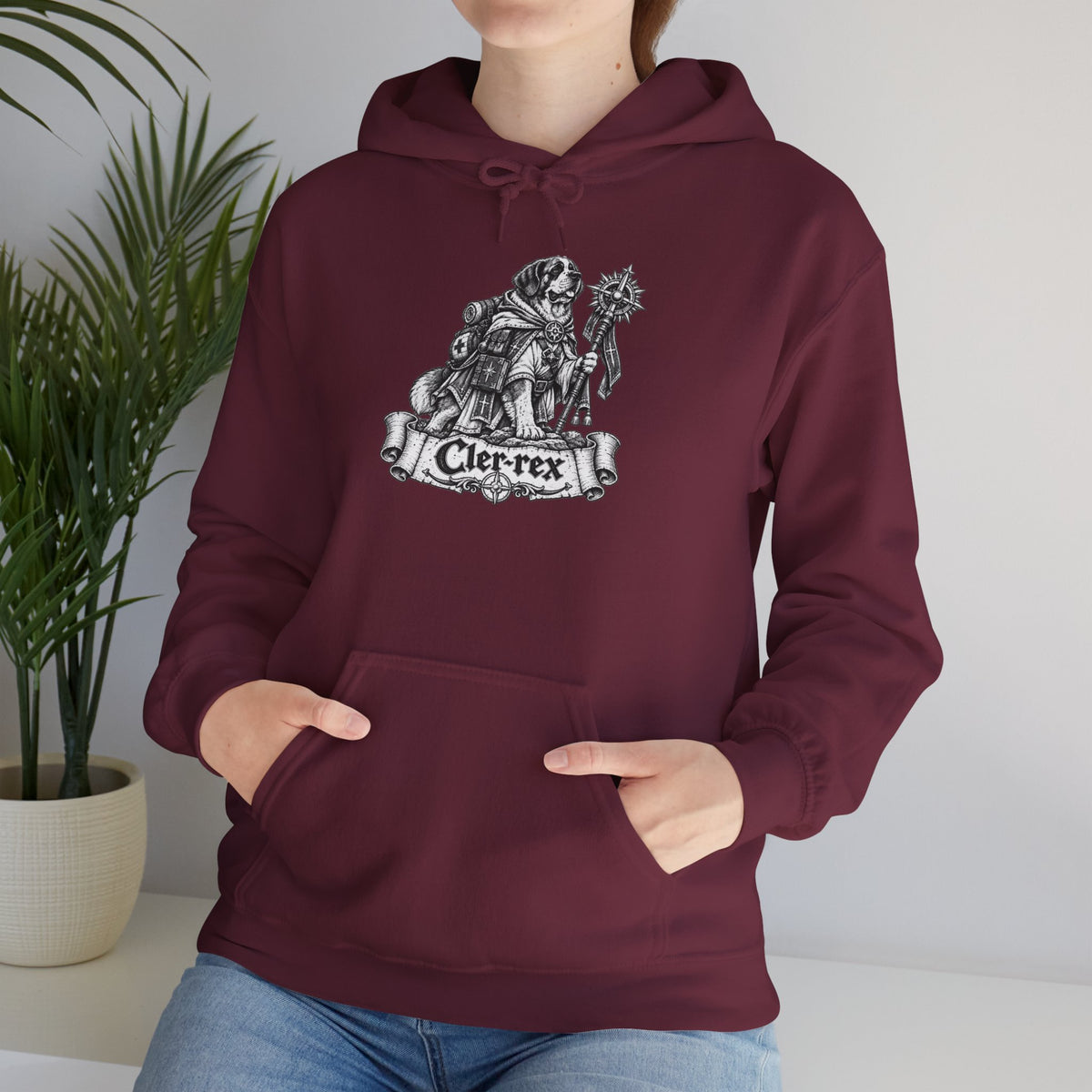 Cler-Rex Dog Hoodie – Cleric Fantasy RPG Pullover