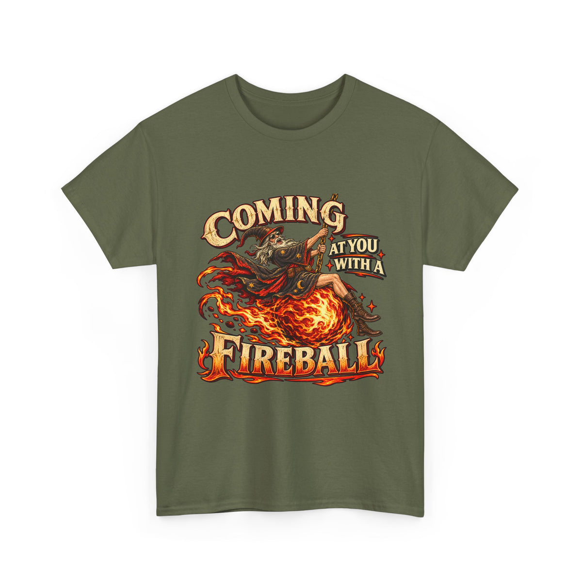 Coming at You With a Fireball Wizard T-Shirt | Funny Fantasy RPG Tee