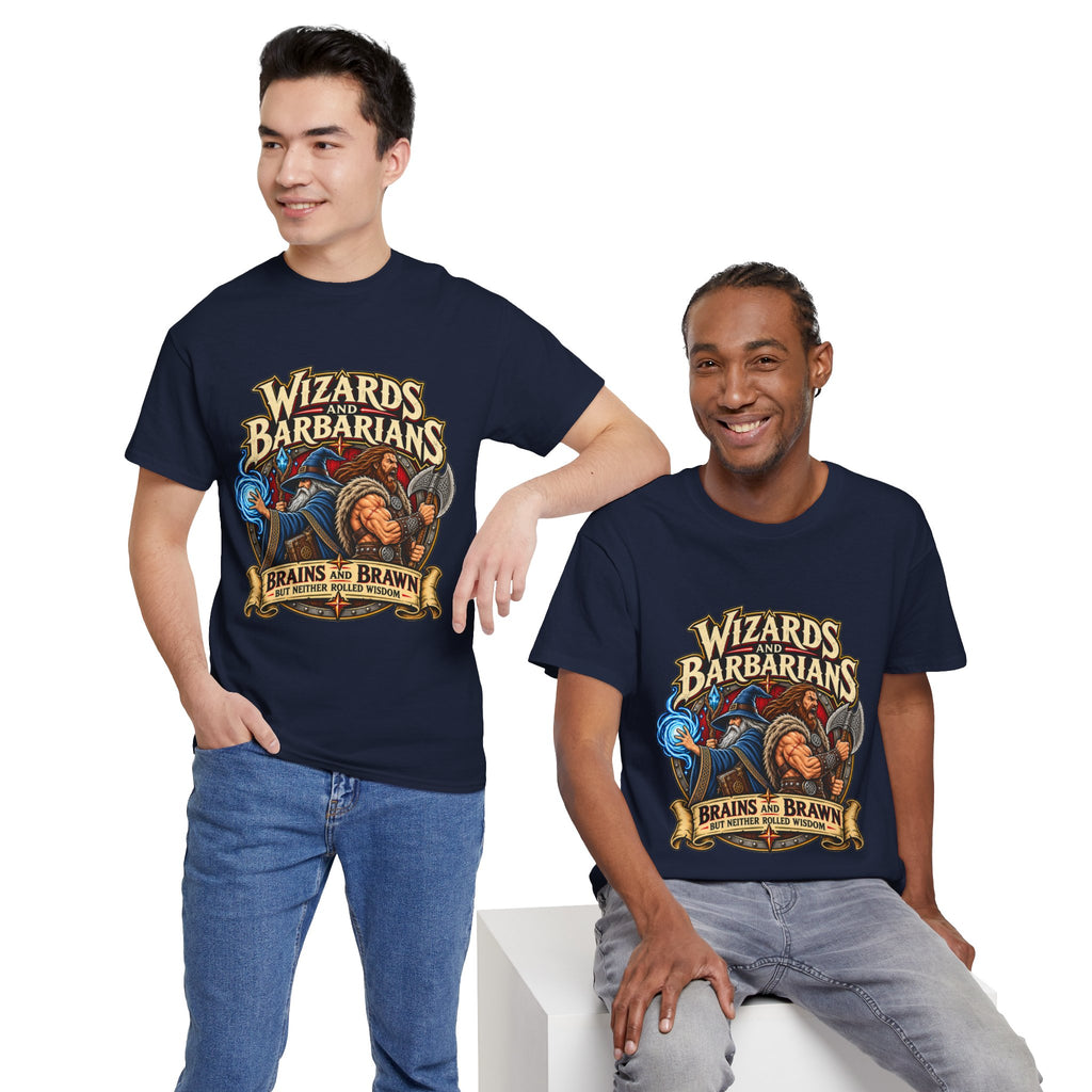 Wizards & Barbarians T-Shirt | Funny Fantasy RPG Gamer Tee