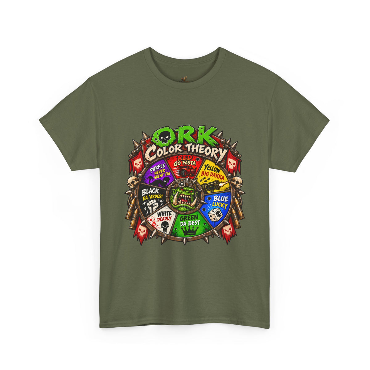 Green-Skin Color Theory T-Shirt – Funny Tabletop Wargaming Tee | Ork Fantasy Sci-Fi Gamer Shirt