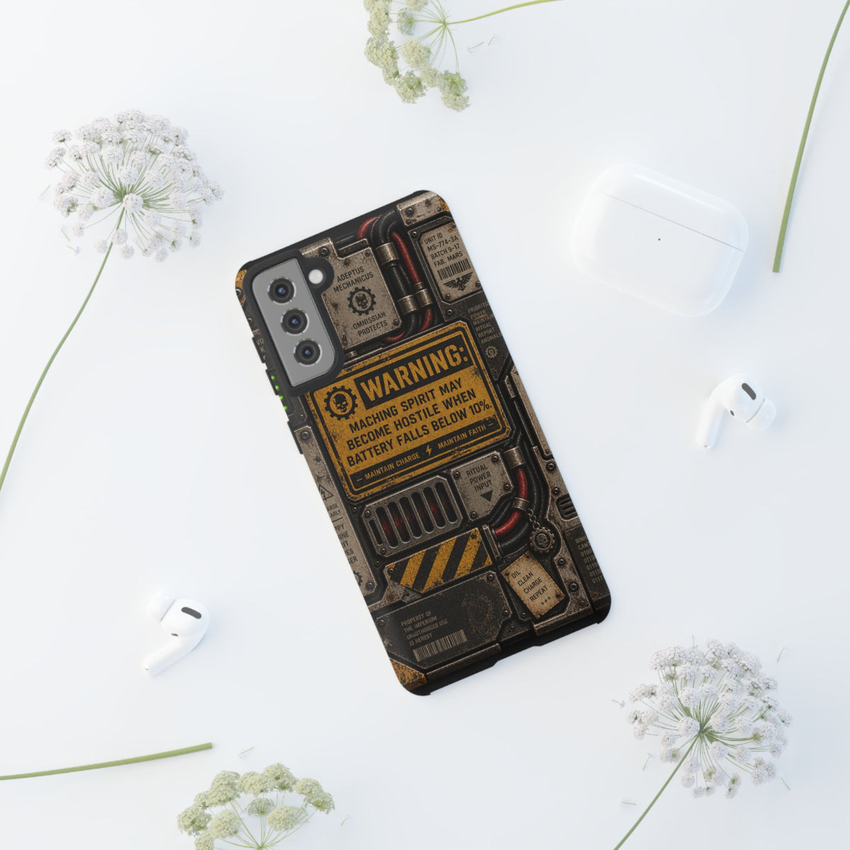 Machine Spirit Warning Phone Case | Grimdark Sci-Fi Design