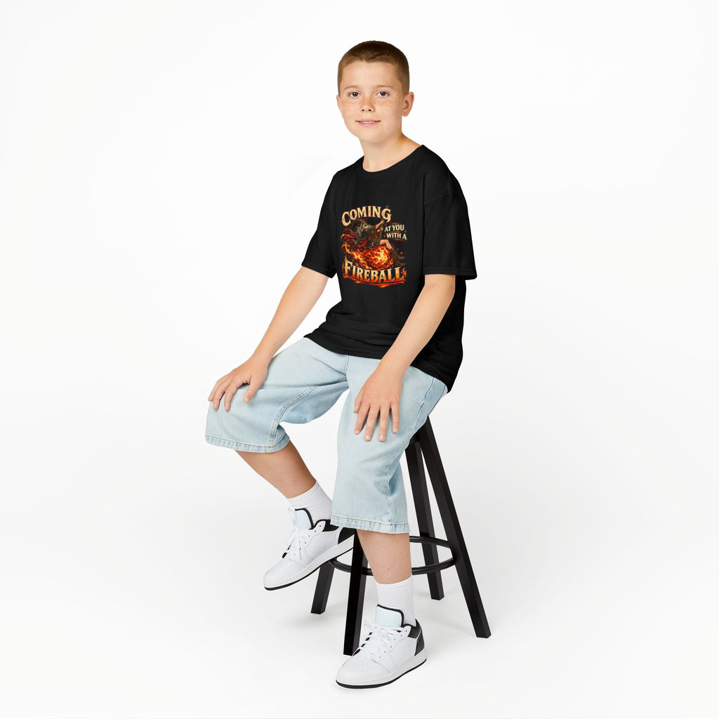 Kids Fireball Dragon T-Shirt | Cute Fantasy RPG Adventure Tee