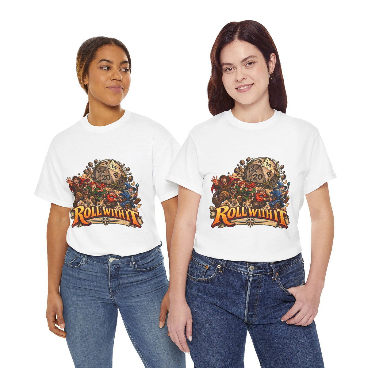 Roll With It D20 T-Shirt | Funny Tabletop RPG Dice Tee