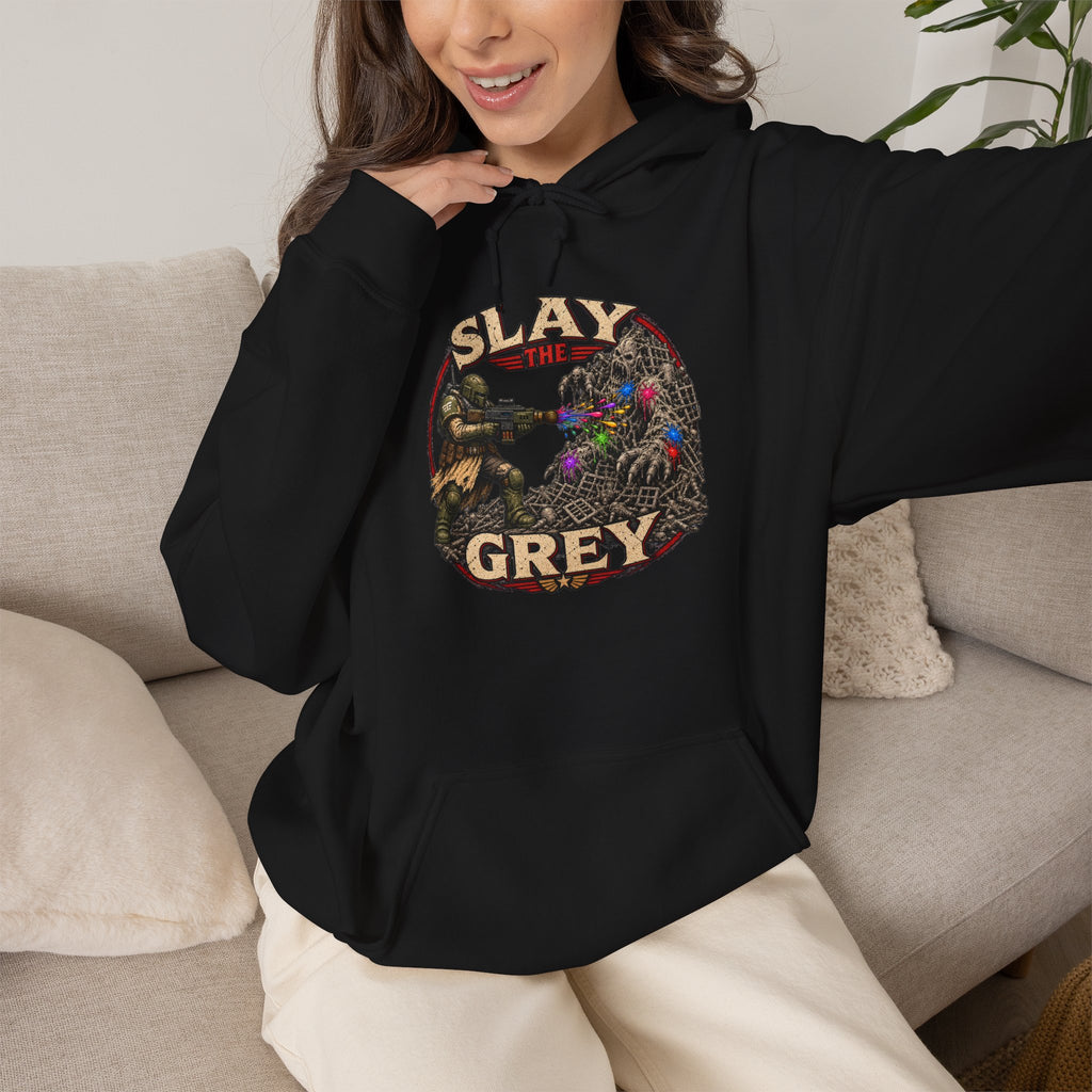 Slay the Grey Hoodie | Sci-Fi Miniature Painting Graphic Pullover