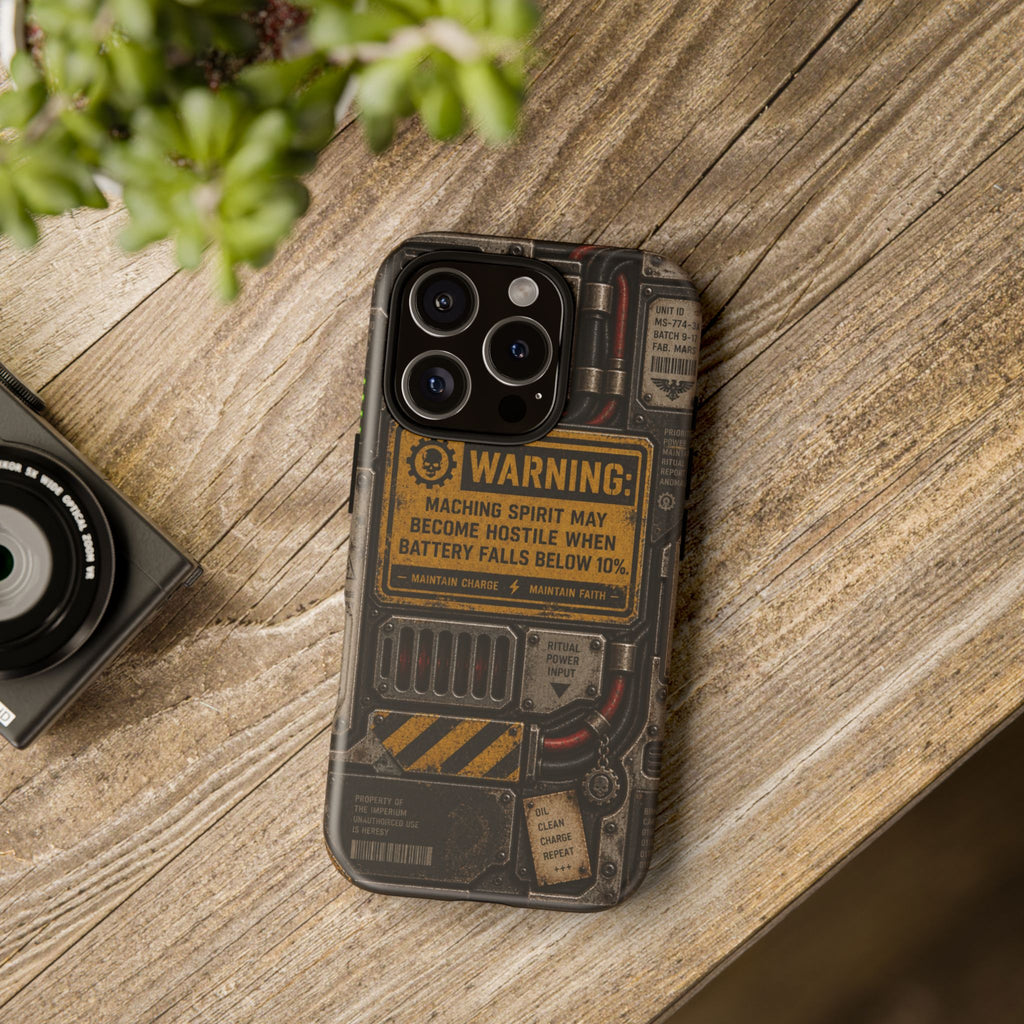 Machine Spirit Warning Phone Case | Grimdark Sci-Fi Design