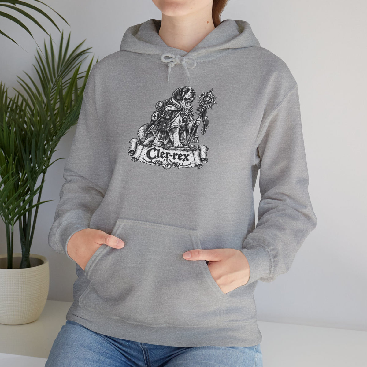 Cler-Rex Dog Hoodie – Cleric Fantasy RPG Pullover