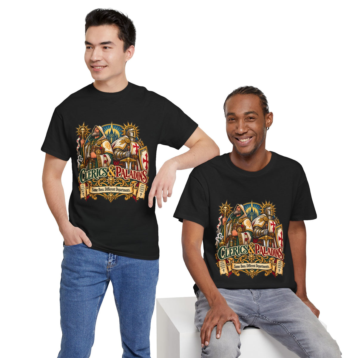 Clerics & Paladins RPG Tee | Same Boss, Different Departments