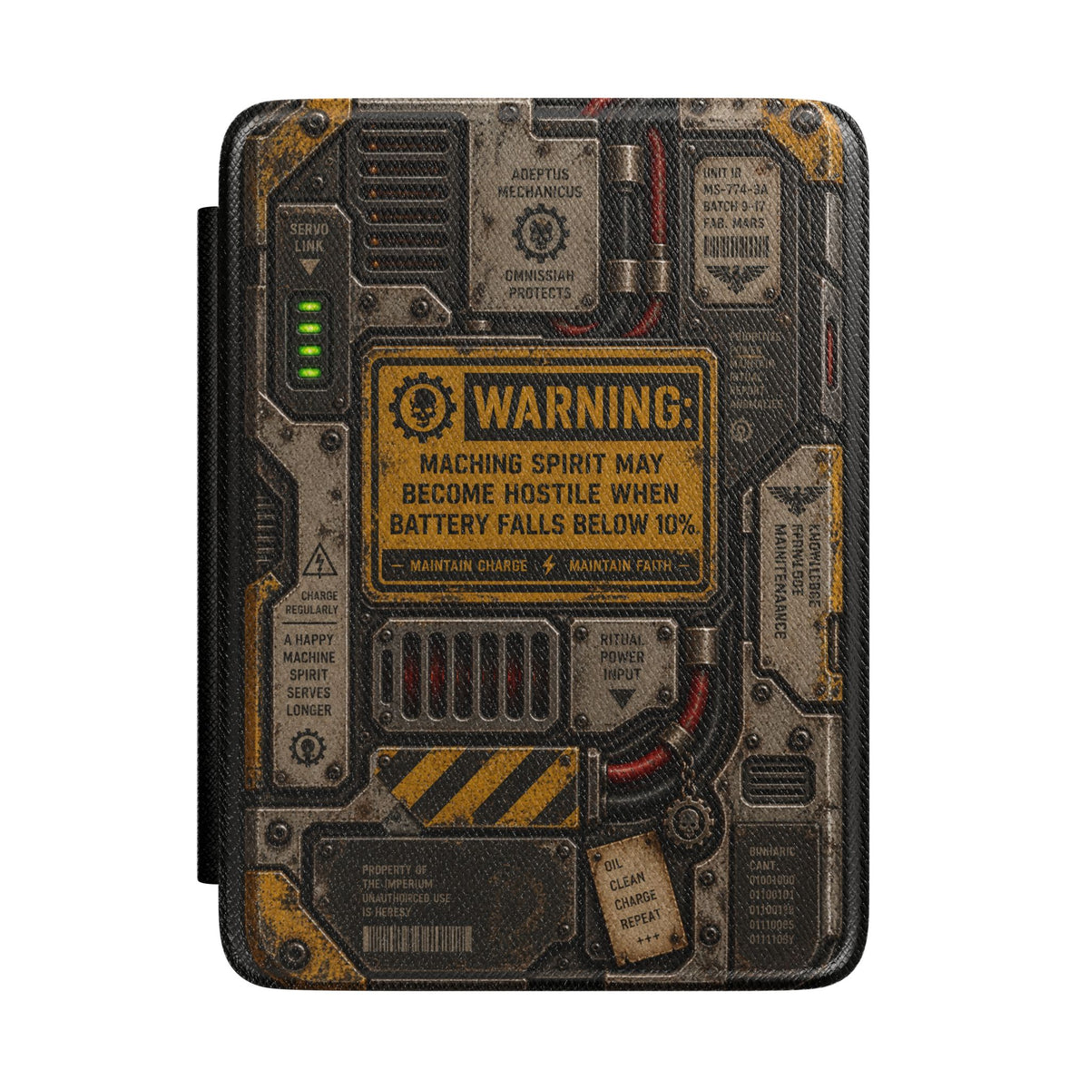Machine Spirit Warning Kindle Case | Grimdark Sci-Fi