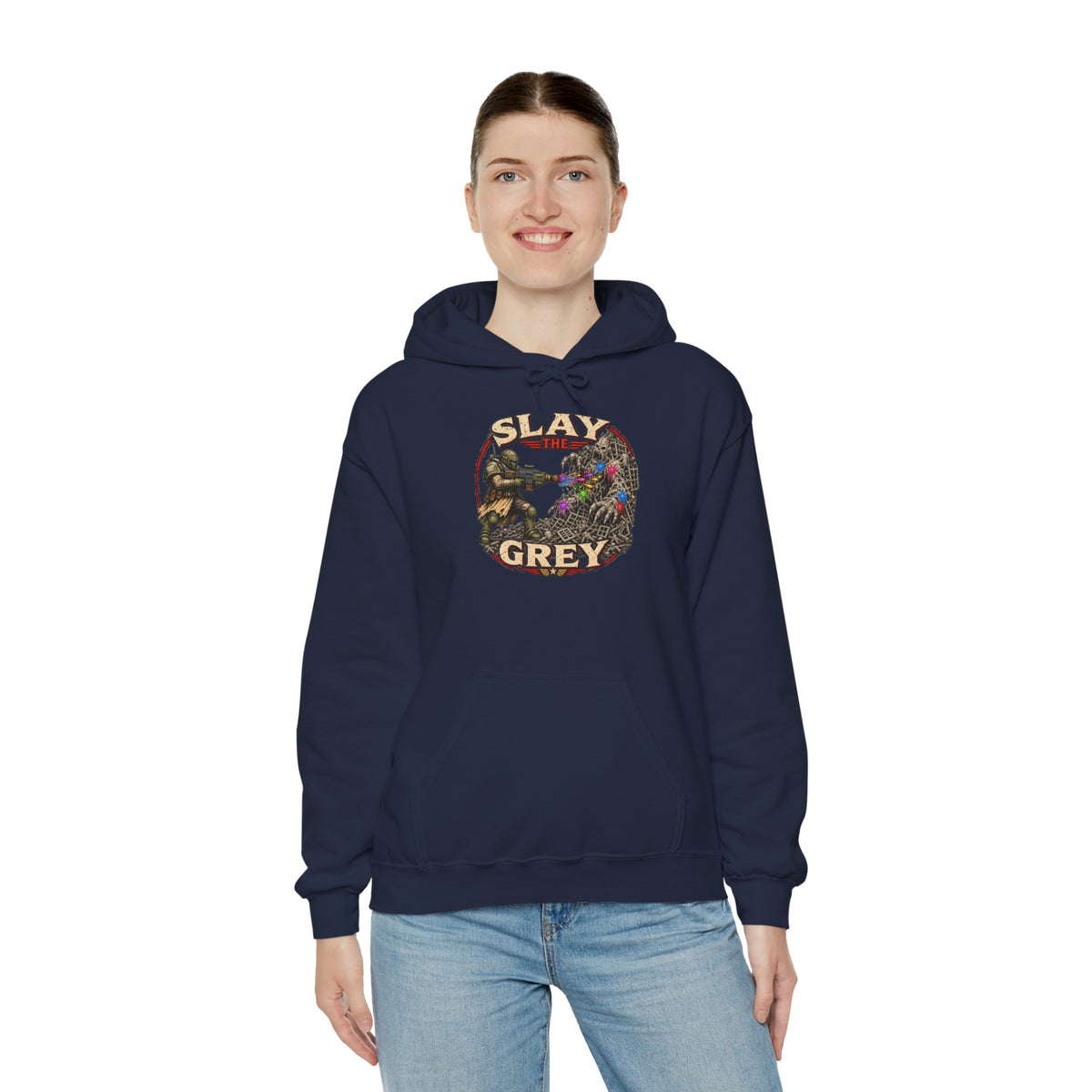 Slay the Grey Hoodie | Sci-Fi Miniature Painting Graphic Pullover