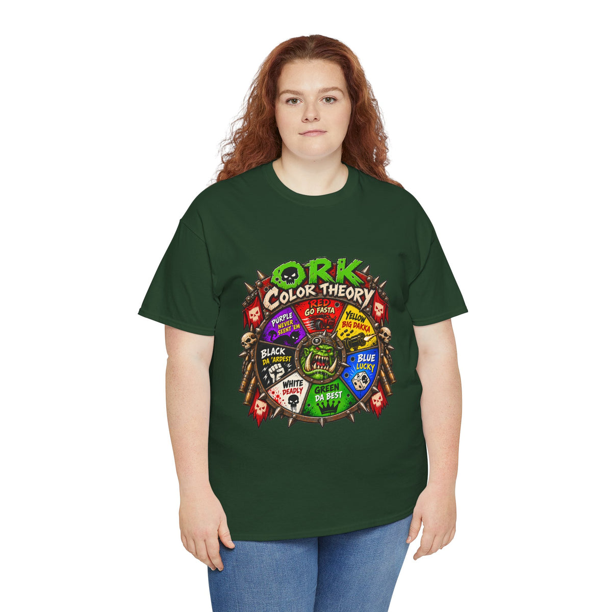 Green-Skin Color Theory T-Shirt – Funny Tabletop Wargaming Tee | Ork Fantasy Sci-Fi Gamer Shirt