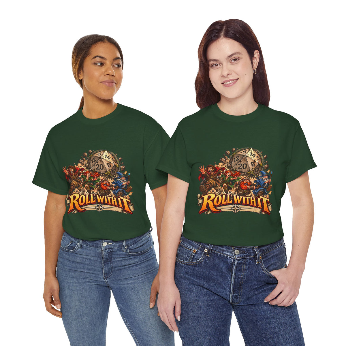 Roll With It D20 T-Shirt | Funny Tabletop RPG Dice Tee