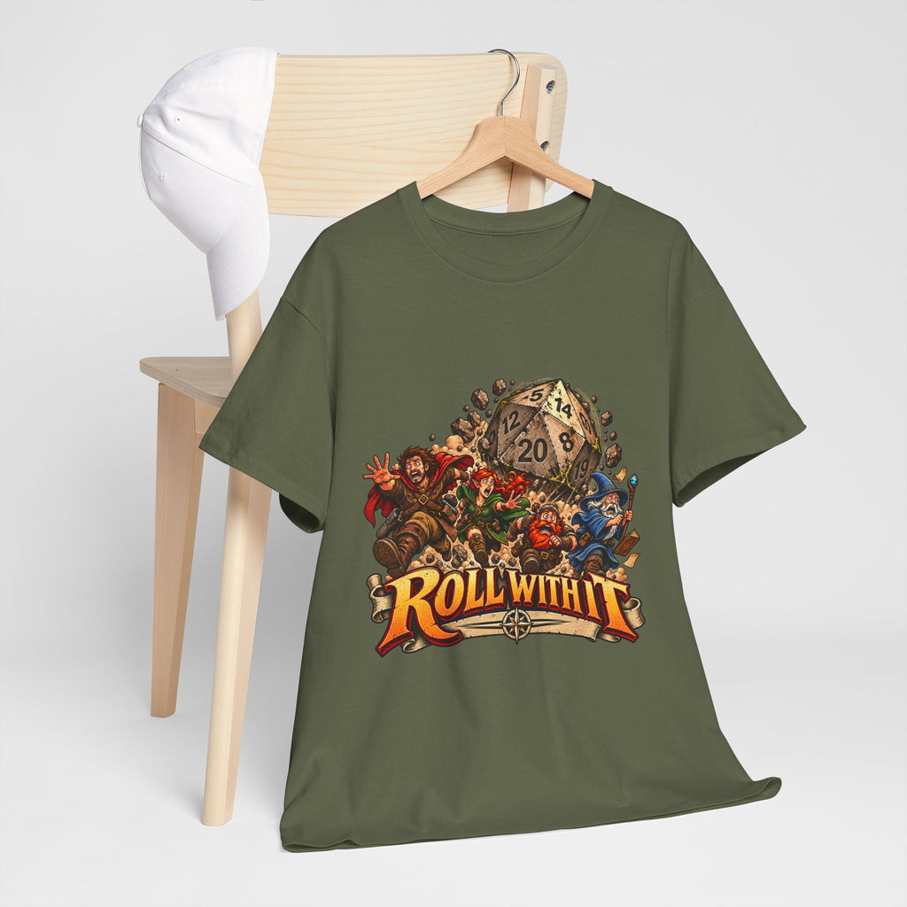 Roll With It D20 T-Shirt | Funny Tabletop RPG Dice Tee