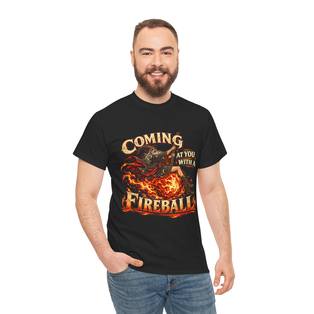 Coming at You With a Fireball Wizard T-Shirt | Funny Fantasy RPG Tee