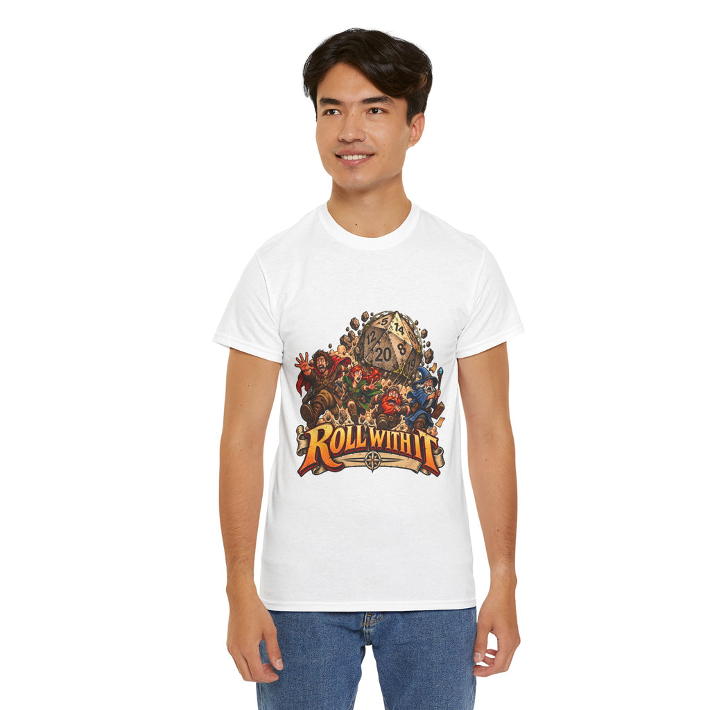 Roll With It D20 T-Shirt | Funny Tabletop RPG Dice Tee