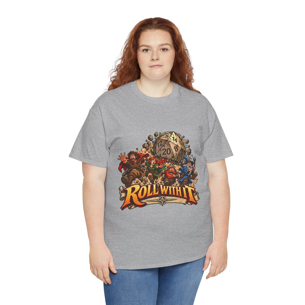 Roll With It D20 T-Shirt | Funny Tabletop RPG Dice Tee