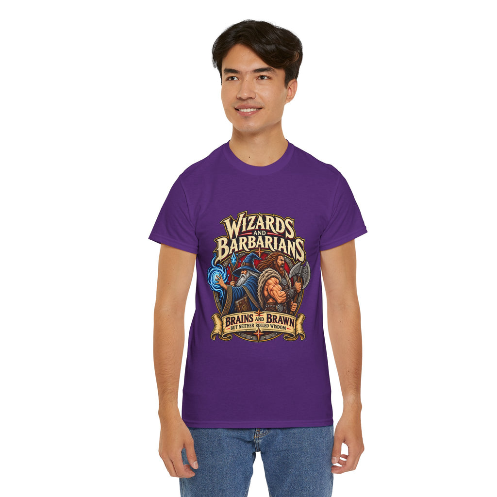 Wizards & Barbarians T-Shirt | Funny Fantasy RPG Gamer Tee