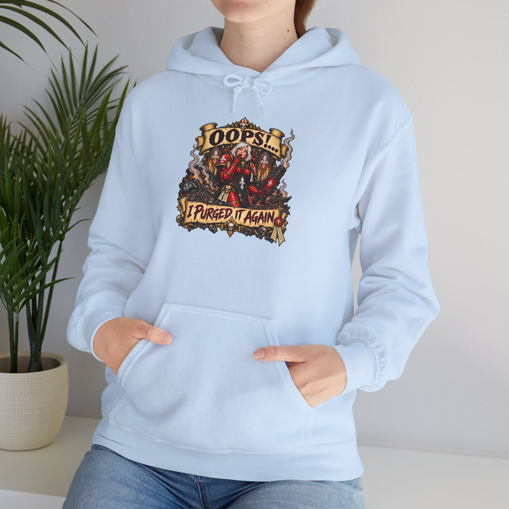 Oops! I Purged It Again Hoodie | Funny Grimdark Warhammer Inspired Sci-Fi Graphic Pullover
