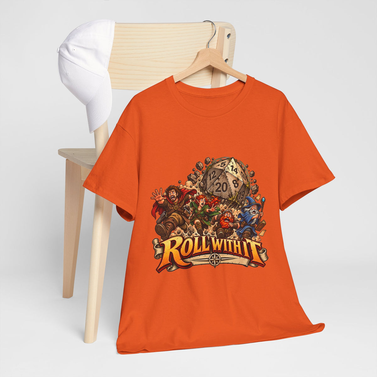 Roll With It D20 T-Shirt | Funny Tabletop RPG Dice Tee