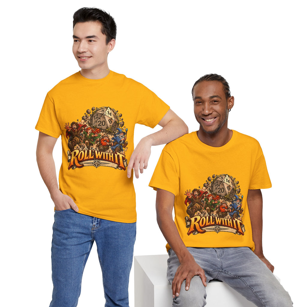 Roll With It D20 T-Shirt | Funny Tabletop RPG Dice Tee