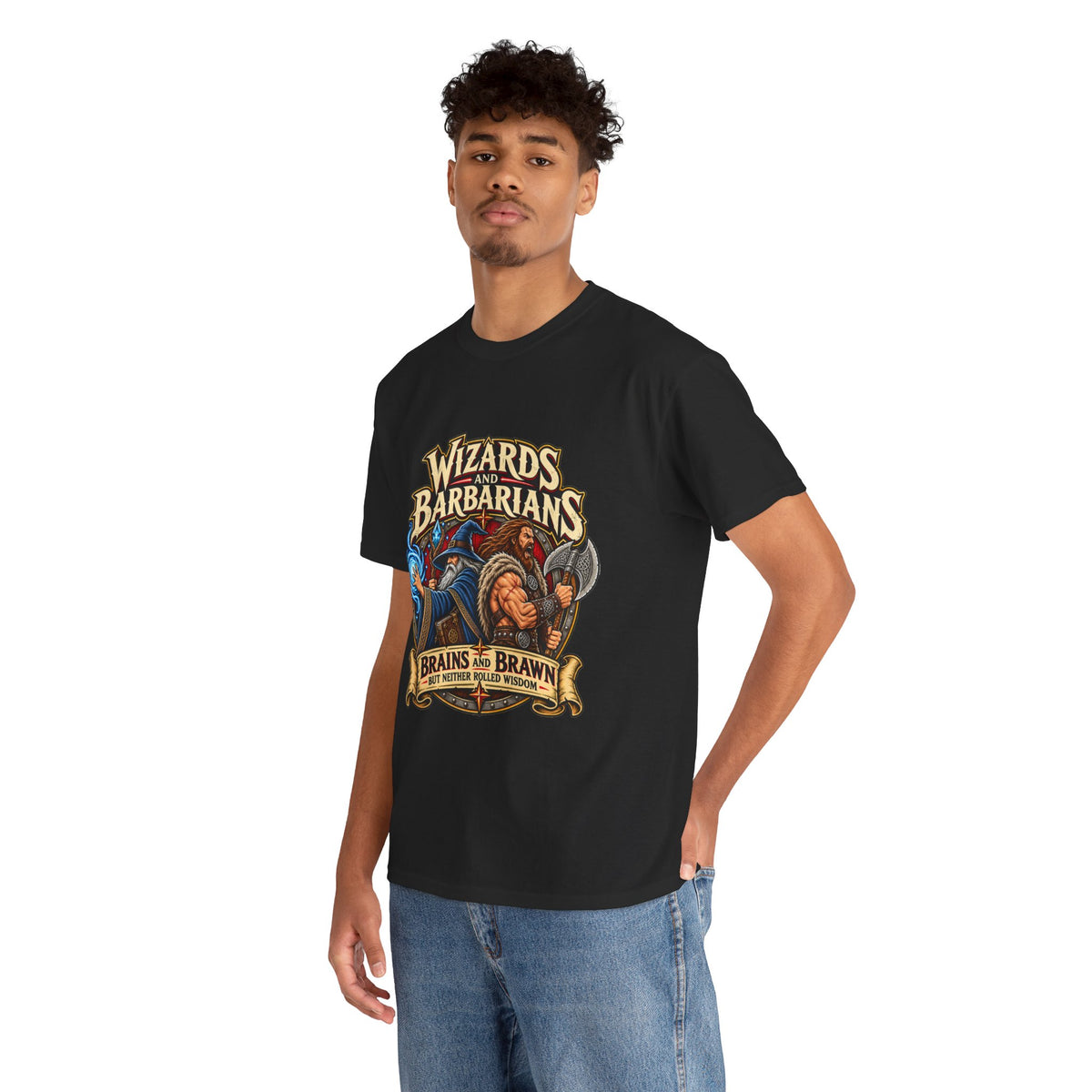 Wizards & Barbarians T-Shirt | Funny Fantasy RPG Gamer Tee