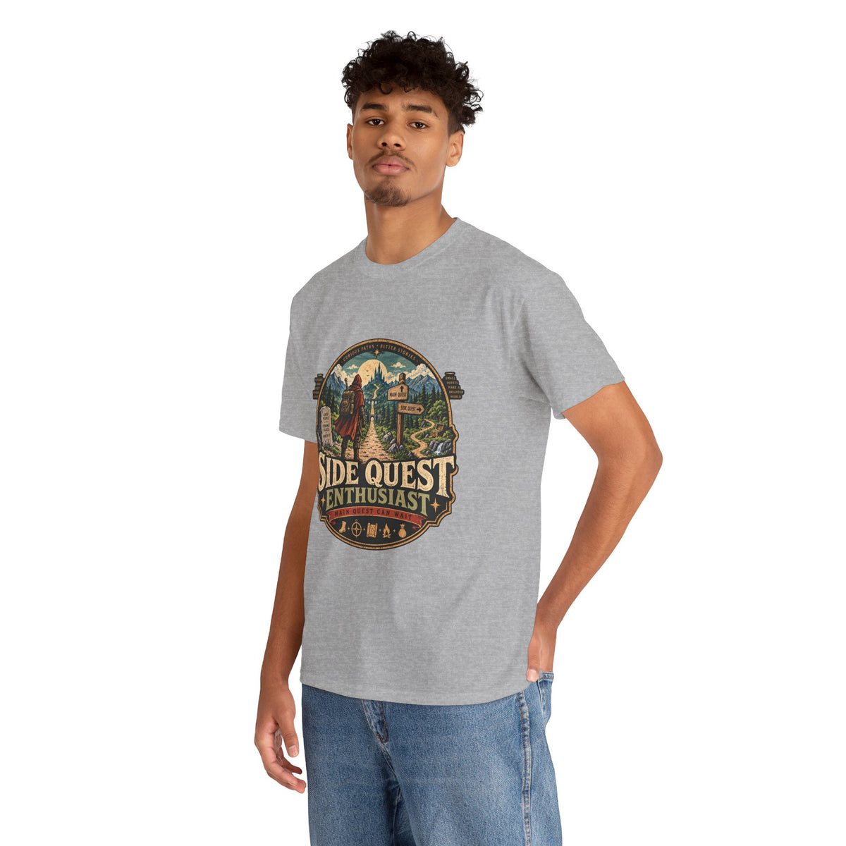 Side Quest Enthusiast T Shirt Funny Fantasy RPG Gaming Tee