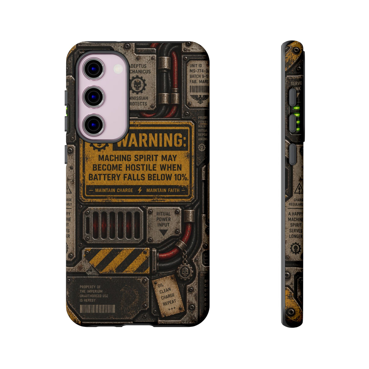 Machine Spirit Warning Phone Case | Grimdark Sci-Fi Design
