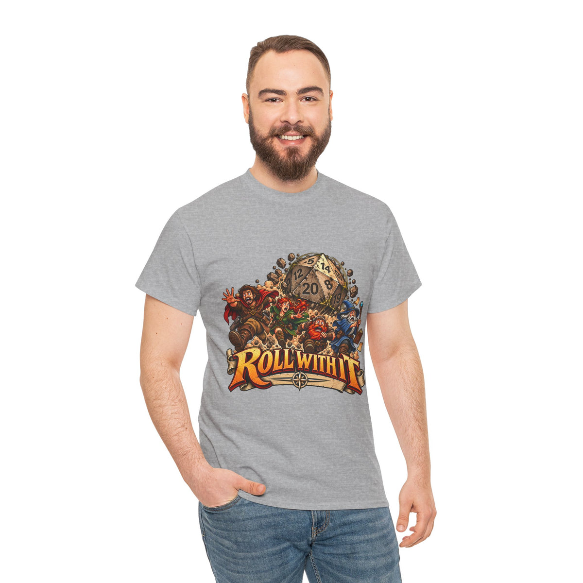 Roll With It D20 T-Shirt | Funny Tabletop RPG Dice Tee