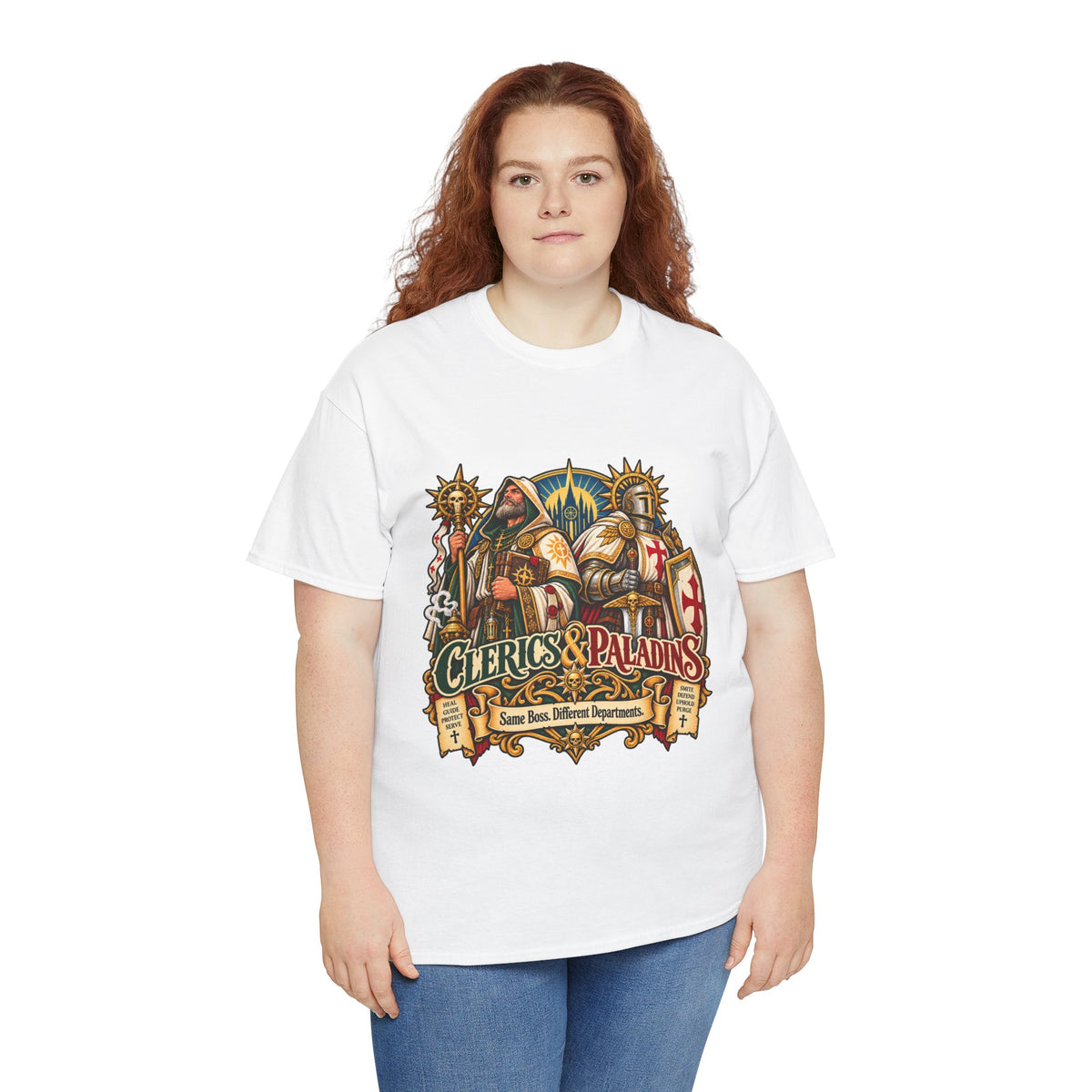 Clerics & Paladins RPG Tee | Same Boss, Different Departments