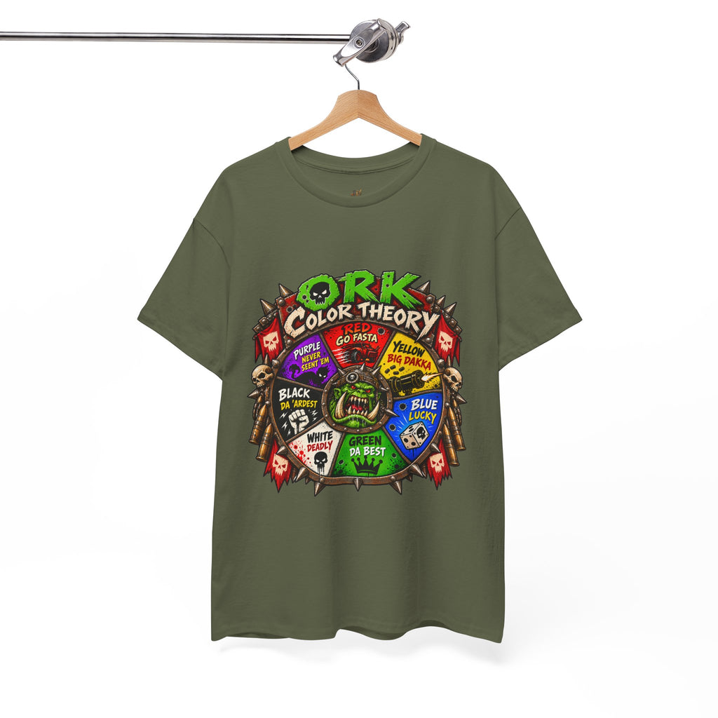 Green-Skin Color Theory T-Shirt – Funny Tabletop Wargaming Tee | Ork Fantasy Sci-Fi Gamer Shirt