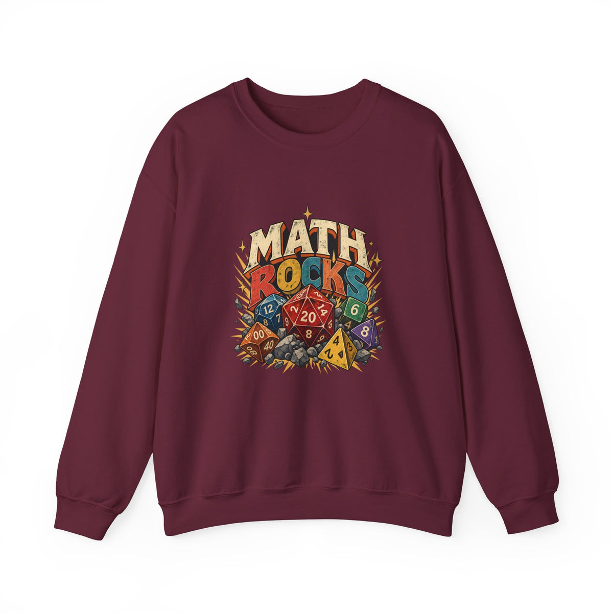 Math Rocks Crewneck Sweatshirt | Polyhedral Dice Gamer