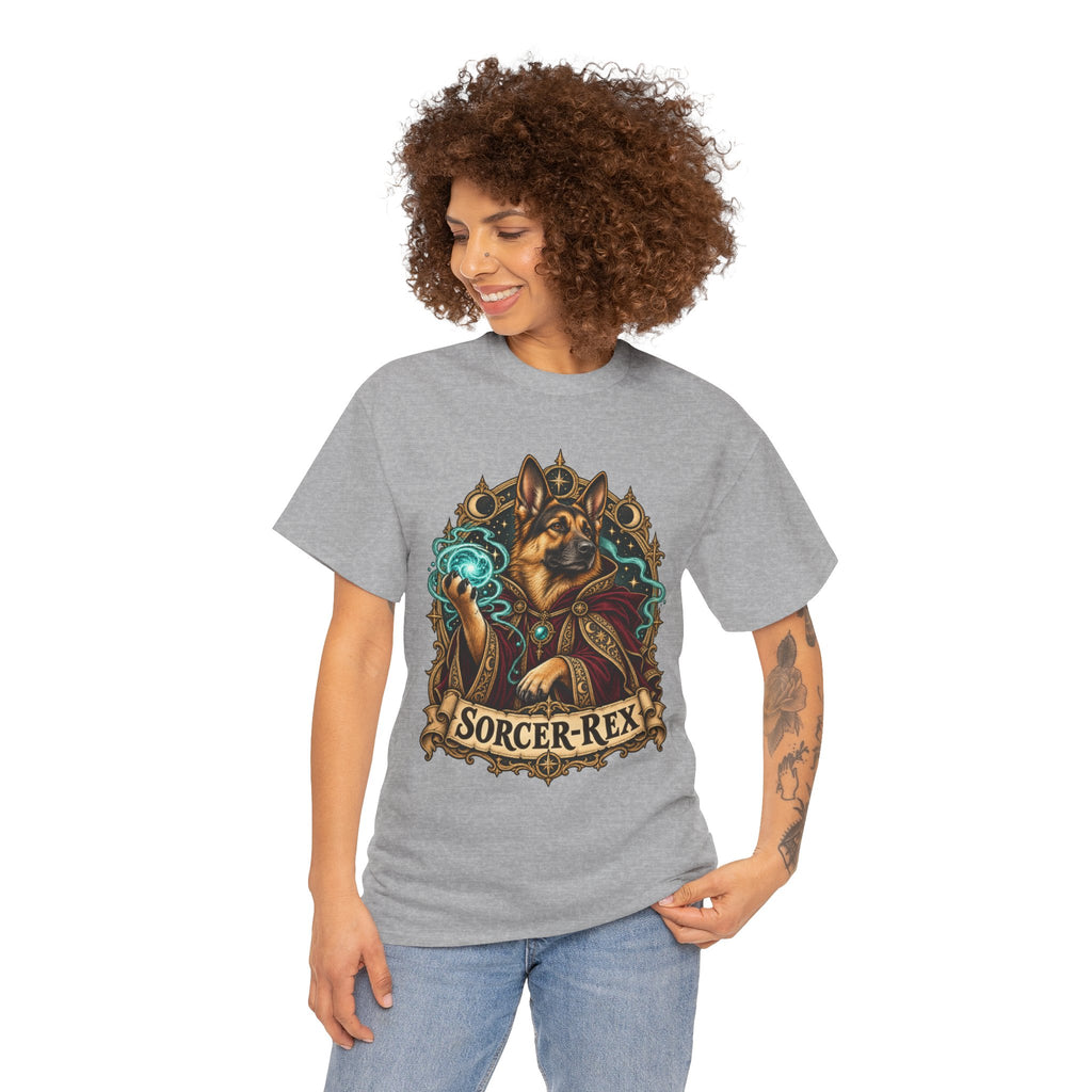 Sorcer-Rex Wizard Dog Fantasy Graphic T-Shirt