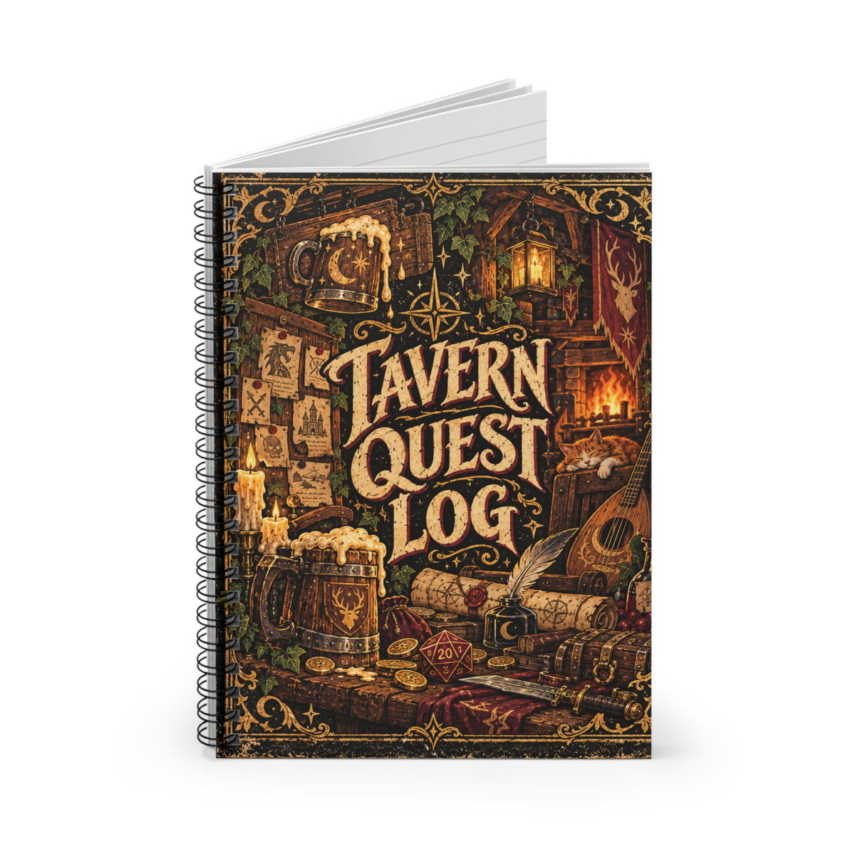 Tavern Quest Log Spiral Notebook | Fantasy RPG Campaign Journal