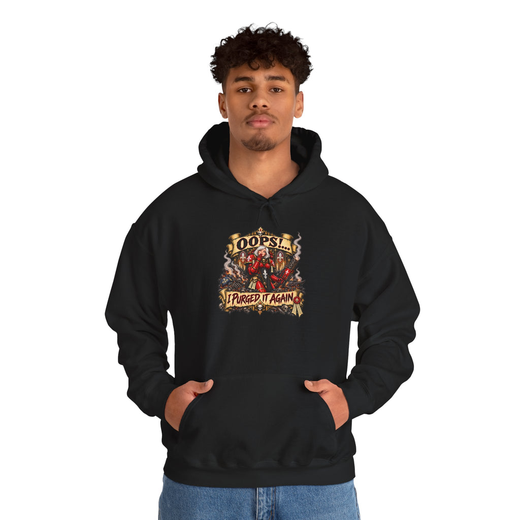 Oops! I Purged It Again Hoodie | Funny Grimdark Warhammer Inspired Sci-Fi Graphic Pullover