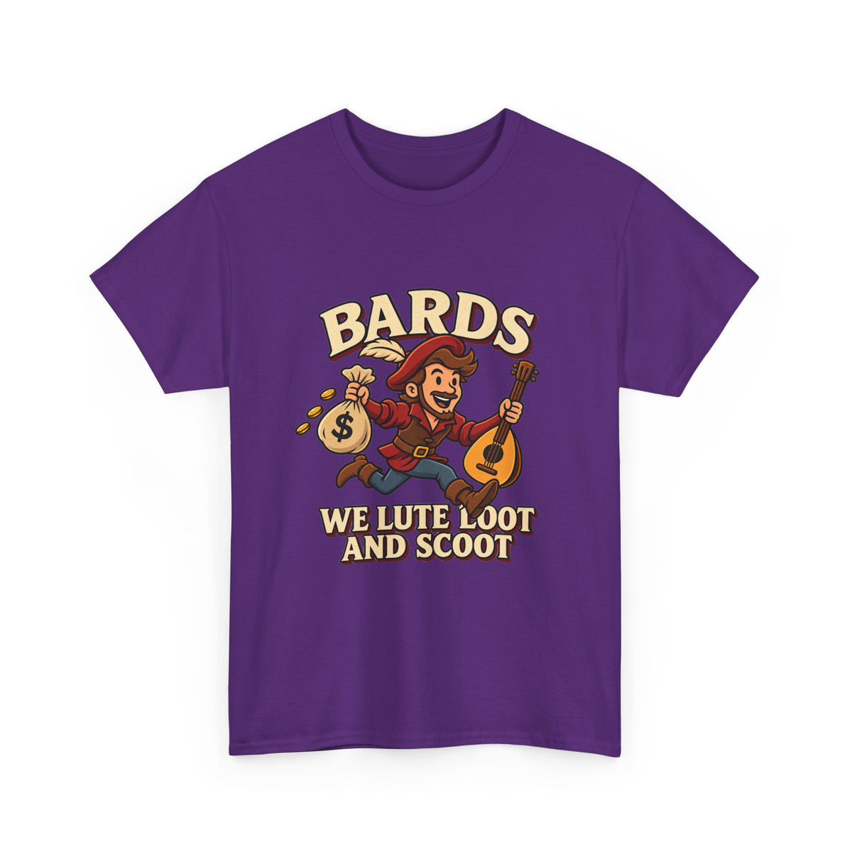 Bards: We Lute, Loot & Scoot T-Shirt | Funny Fantasy RPG Tee