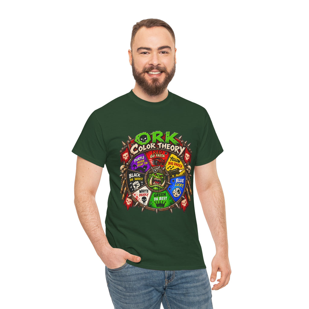 Green-Skin Color Theory T-Shirt – Funny Tabletop Wargaming Tee | Ork Fantasy Sci-Fi Gamer Shirt