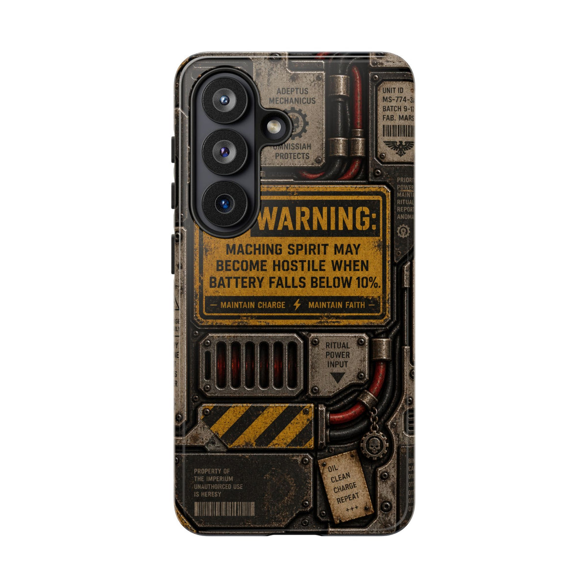 Machine Spirit Warning Phone Case | Grimdark Sci-Fi Design