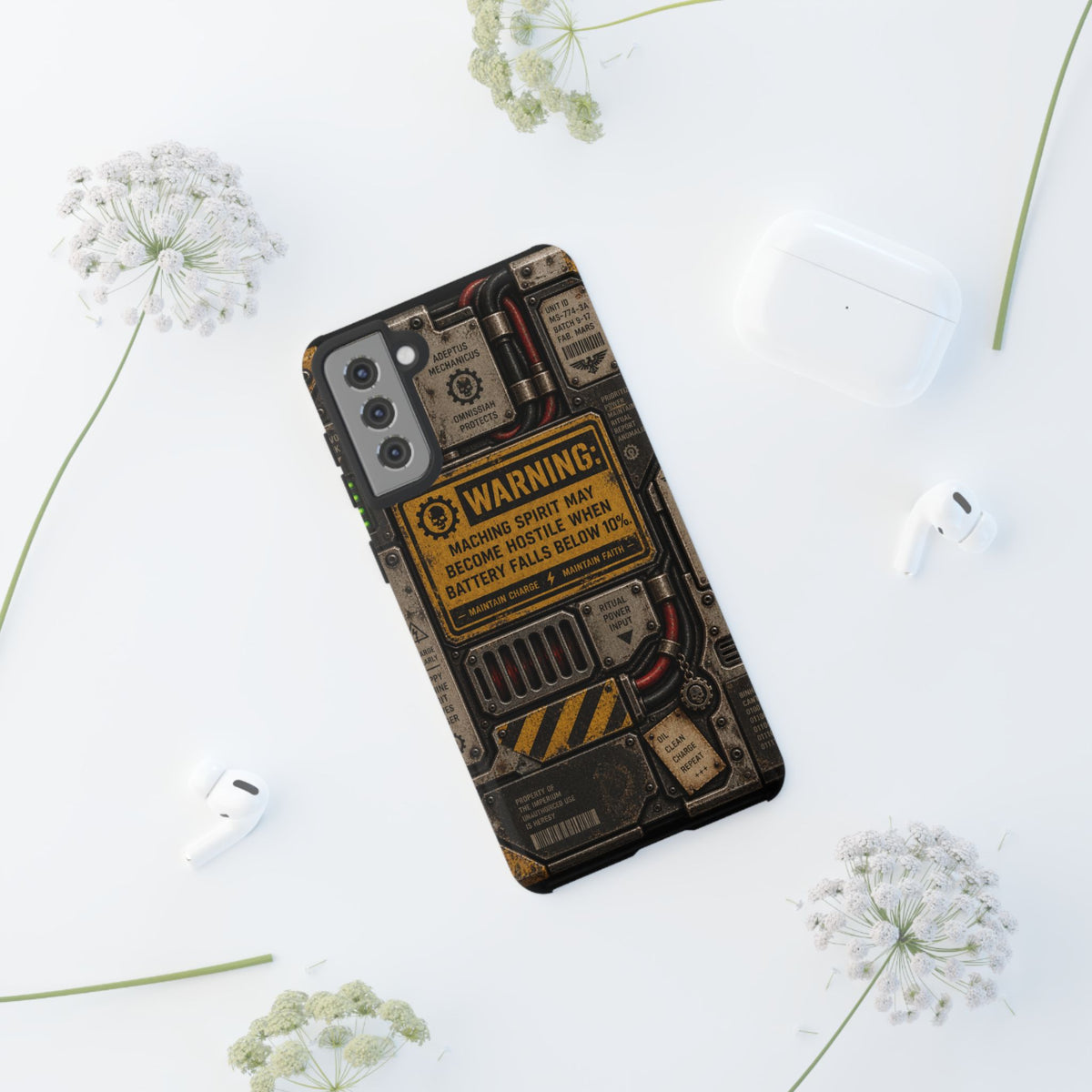 Machine Spirit Warning Phone Case | Grimdark Sci-Fi Design