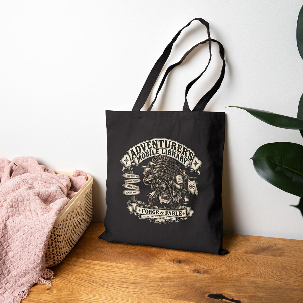 Adventurer’s Mobile Library Canvas Tote | Fantasy Book Lover Bag