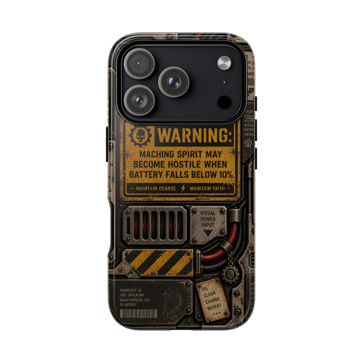 Machine Spirit Warning Phone Case | Grimdark Sci-Fi Design