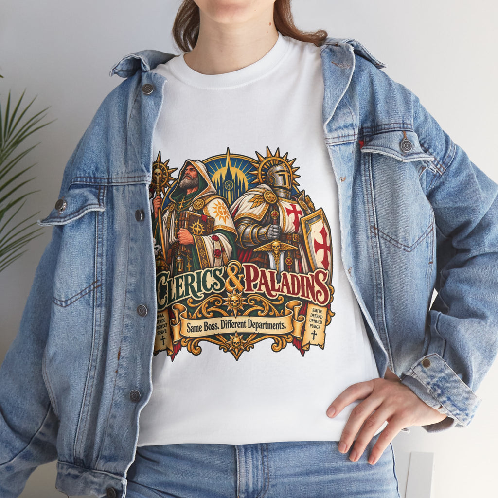 Clerics & Paladins RPG Tee | Same Boss, Different Departments