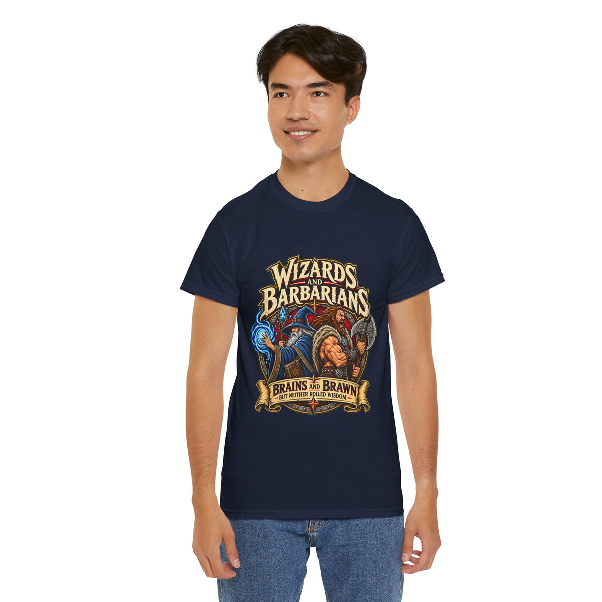 Wizards & Barbarians T-Shirt | Funny Fantasy RPG Gamer Tee