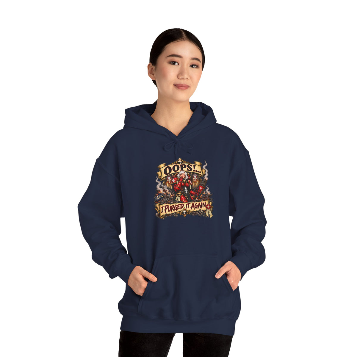 Oops! I Purged It Again Hoodie | Funny Grimdark Warhammer Inspired Sci-Fi Graphic Pullover