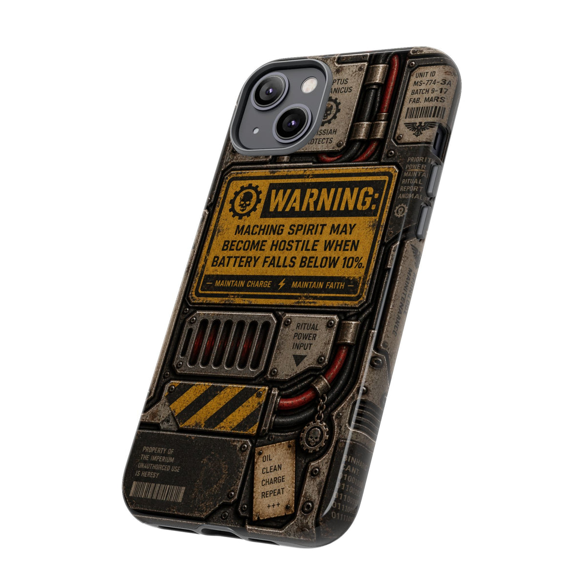 Machine Spirit Warning Phone Case | Grimdark Sci-Fi Design