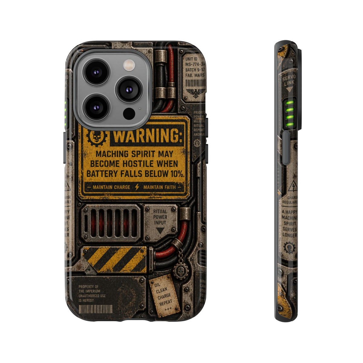 Machine Spirit Warning Phone Case | Grimdark Sci-Fi Design