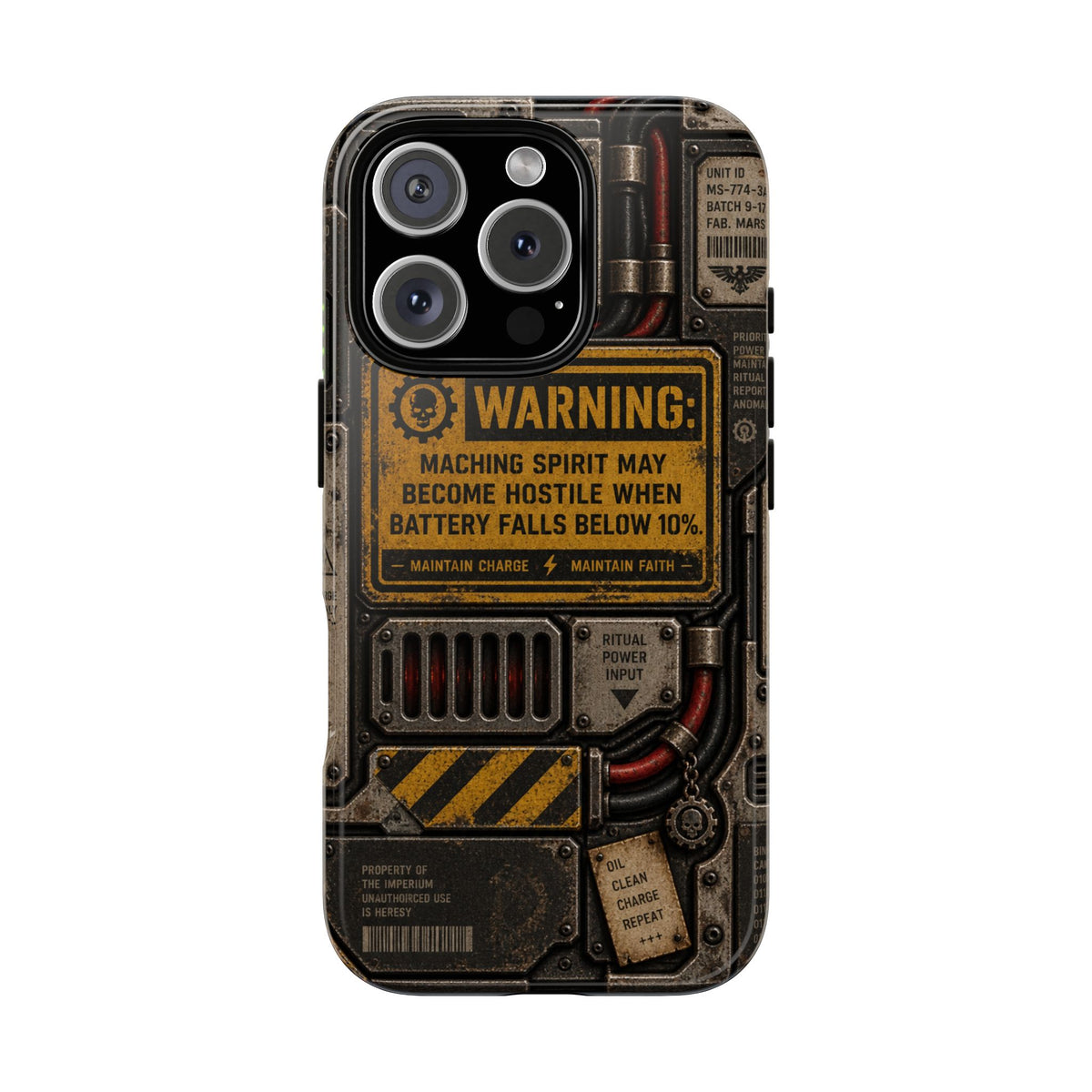Machine Spirit Warning Phone Case | Grimdark Sci-Fi Design